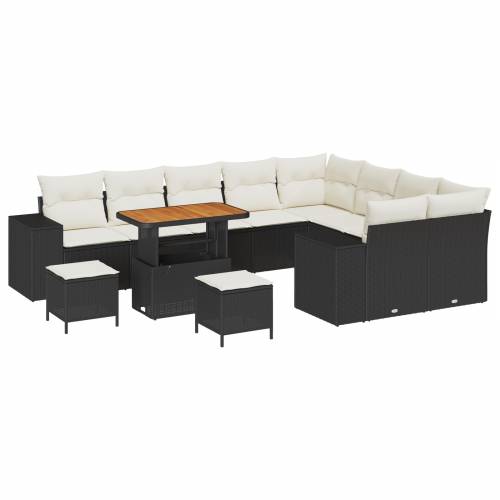 12 komada set sofa za vrt s jastučićima Crni poli ratan akacija Cijena