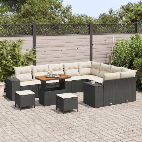 12 komada set sofa za vrt s jastučićima Crni poli ratan akacija Cijena