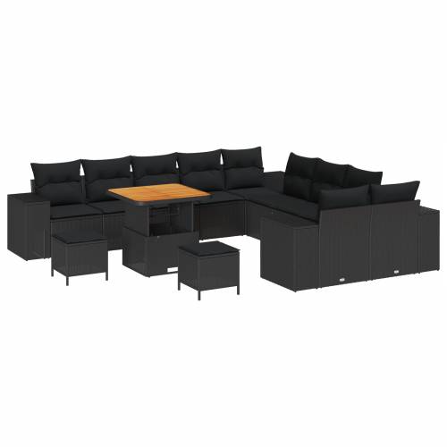 set od 13 delova vrtnih sofa s jastučićima Crni Poli Ratan Akacija Cijena