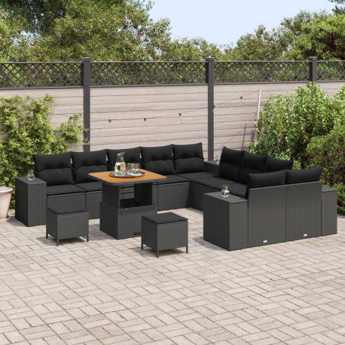 set od 13 delova vrtnih sofa s jastučićima Crni Poli Ratan Akacija Cijena
