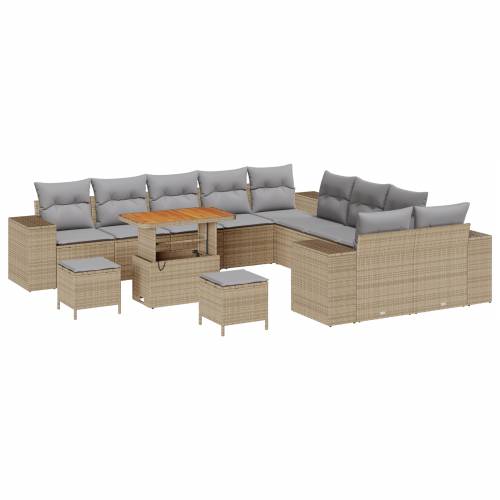 13 dijelni vrtni sofa set s jastučićima bež poli ratan akacije Cijena