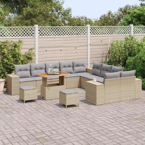 13 dijelni vrtni sofa set s jastučićima bež poli ratan akacije Cijena