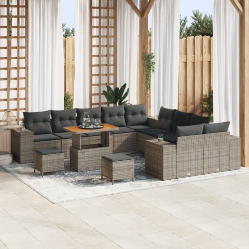 Set od 13 komada Baštenskih Sofa s Jastučićima Sivi Poli Ratan Cijena