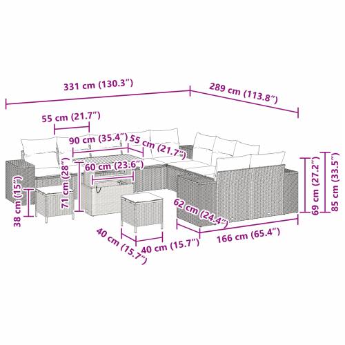 Set od 13 komada Baštenskih Sofa s Jastučićima Sivi Poli Ratan Cijena