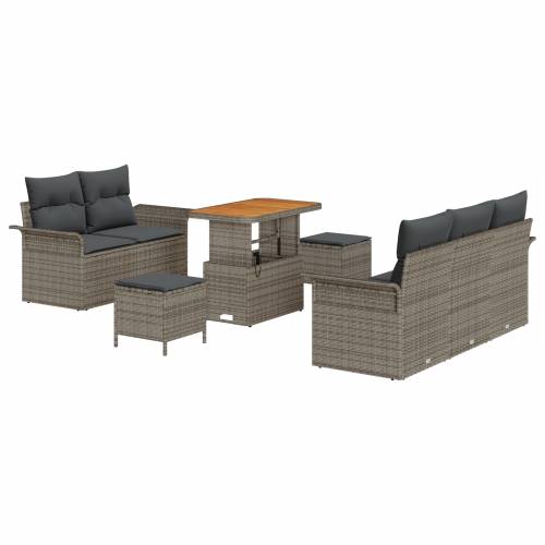 set od 8 vrtnih sofa s jastučićima siva poli ratan akacija Cijena
