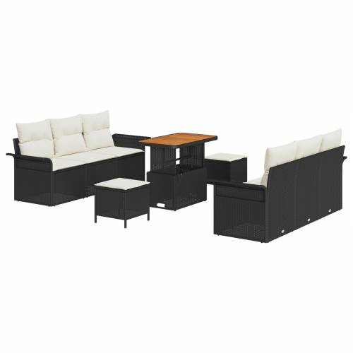 9 komada set vrtnih sofa s jastučićima Crni poly rattan akacija Cijena
