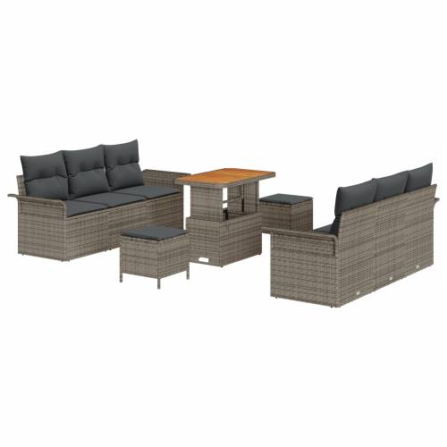 set vrtnih sofa od 9 dijelova s jastučićima sivi poli ratan akacija Cijena