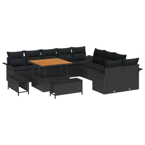 set od 13 komada vrtnih sofa s jastučićima crni poli ratan akacija Cijena