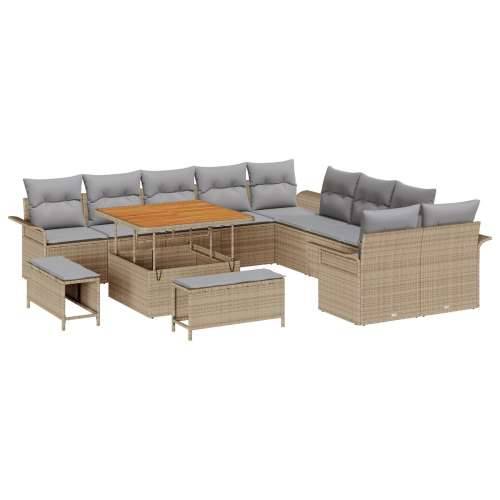 13-dijelni vrtni sofa set s jastučićima Bež poli ratan akacija Cijena
