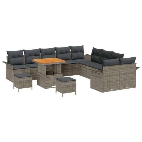 Set za vrt od 13 dijelova s jastucima Siva Poli Rattan, 2-sjedalna sofa s jastucima Siva Poli Rattan, Set za vrt od 3 dijela s j Cijena