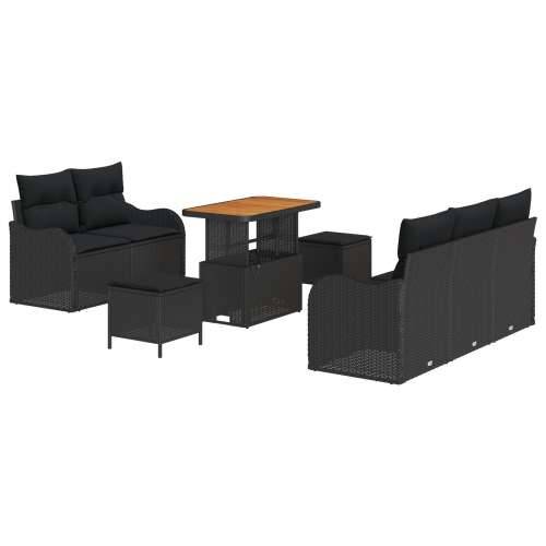 set od 8 dijelova vrtnih sofe s jastučićima crni poli ratan akacija, 2-sjedna vrtna sofa s jastučićima crni poli ratan, set od 3 Cijena