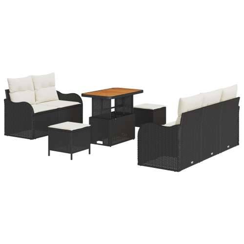 8-dijelni vrtni sofa set s jastučićima crni poli ratan acacia, 2-sjedna vrtna sofa s jastučićima crni poli ratan, 3-dijelni vrtn Cijena