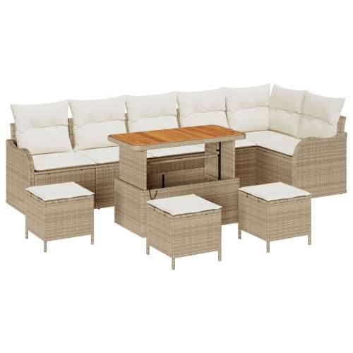 10 komada vrtni sofa set s jastučićima bež poli ratan akacija, 2-sjedna vrtna sofa s jastučićima bež poli ratan, 4 kom ada vrtni Cijena
