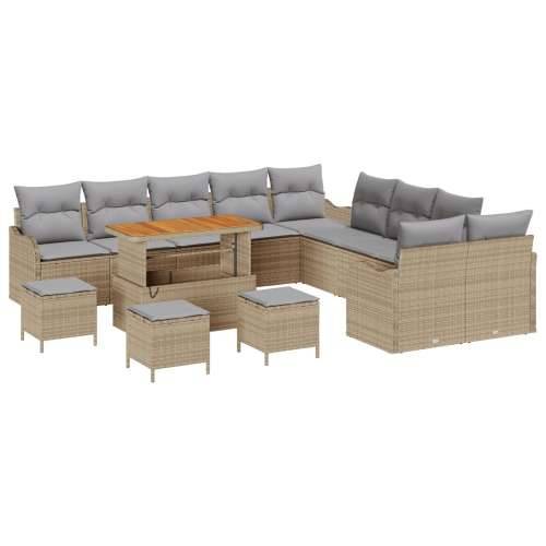 14-dijelni vrtni sofa set sa jastucima u bež poli ratan, 2-sjedalni vrtni sofa set sa jastucima u bež poli ratan, Vrtna garnitur Cijena