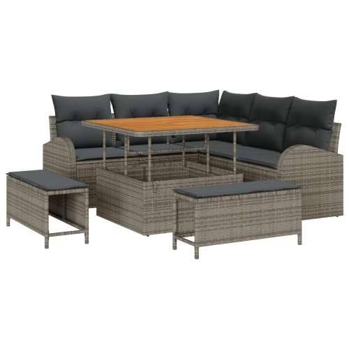 Set vrtnih sofa s jastučićima, siva poliratan akacija Cijena