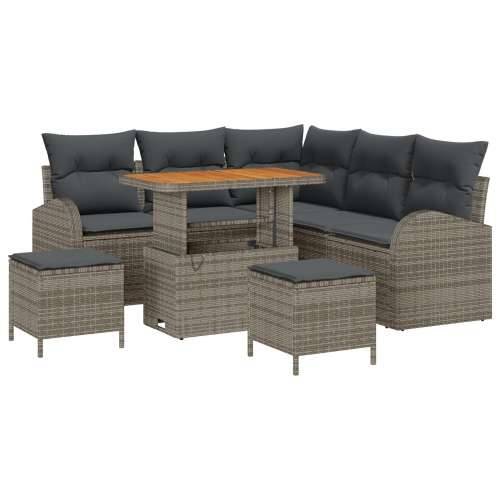 8 dijelni vrtni sofa set s jastucima siva poli ratan acacia, sofa za dvoje s jastucima siva poli ratan, 3 dijelni vrtni blagovao Cijena