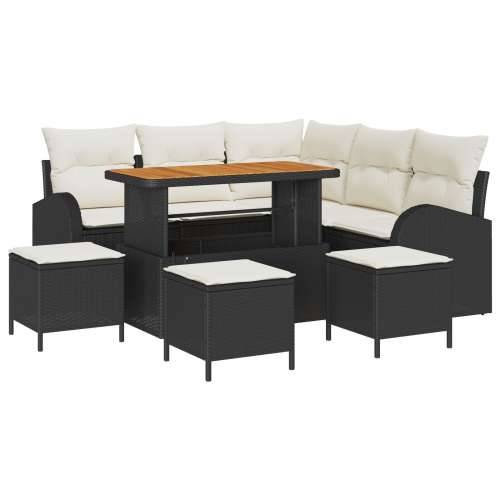 set od 9 dijelova za vrt s jastučićima crni poly rattan acacia, dvosed za vrt s jastučićima crni poly rattan, set od 4 dijela za Cijena
