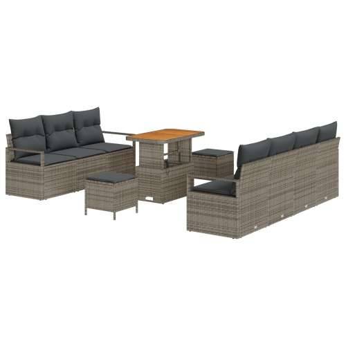 10 komada vrtni sofa set s jastučićima siva poli ratan akacija, 2 sjedala vrtna sofa s jastučićima siva poli ratan, 3 dijela vrt Cijena