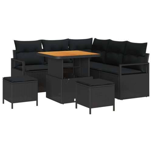 8-dijelni Set Sofe za Vrt s Jastucima Crna Poli Ratan Akacija, 2-sjedala Sofa za Vrt s Jastucima Crna Poli Ratan, 3-dijelni Set  Cijena