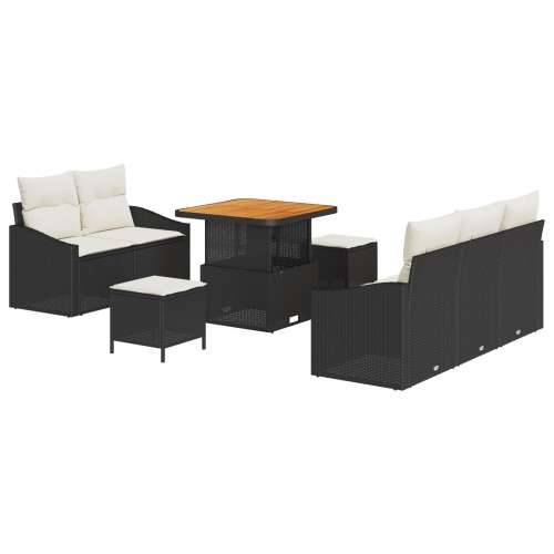 8 komada set sofa za vrt s jastučićima crni poli ratan akacija, 2-sjedalo set sofa za vrt s jastučićima crni poli ratan, 3 komad Cijena