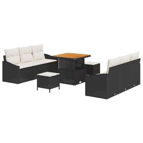 Set vrtnih sofer s jastučićima Crni Poli ratan Akacija, Dvosedna vrtna sofa s jastučićima Crni Poli ratan, Set vrtne blagovaonic Cijena