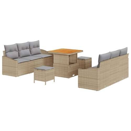 9 komada vrtni sofa set s jastučićima bež poli ratan akacija Cijena