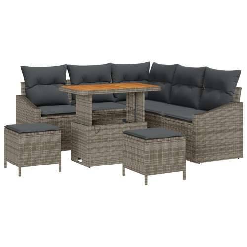set vrtnih sofa od 8 komada s jastučićima siva poli ratan akacija Cijena