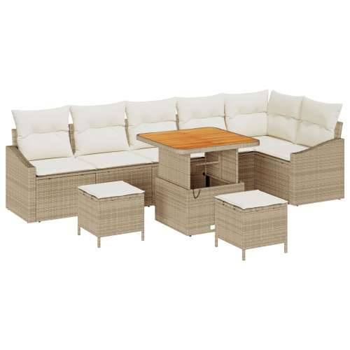 9-dijelni Vrtni Sofa Set s Jastucima Bež Poli Ratan Acacia, 2-sjedalna Vrtna Sofa s Jastucima Bež Poli Ratan, 3-dijelni Vrtni Se Cijena