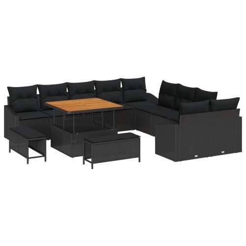 13-dijelni set vrtne sofe s jastučićima Crni Poli ratan Acacia, 2-sjedna vrtna sofa s jastučićima Crni Poli ratan, 3-dijelni set Cijena