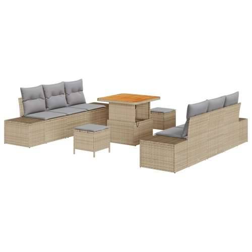 set od 9 komada vrtnih sofa s jastucima bež poliratan akacija Cijena