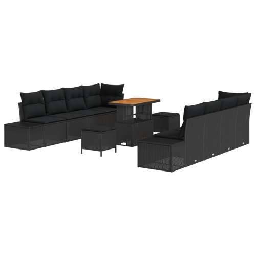 set od 11 dijelova vrtnog sofa s jastucima crni poli ratan acacia Cijena