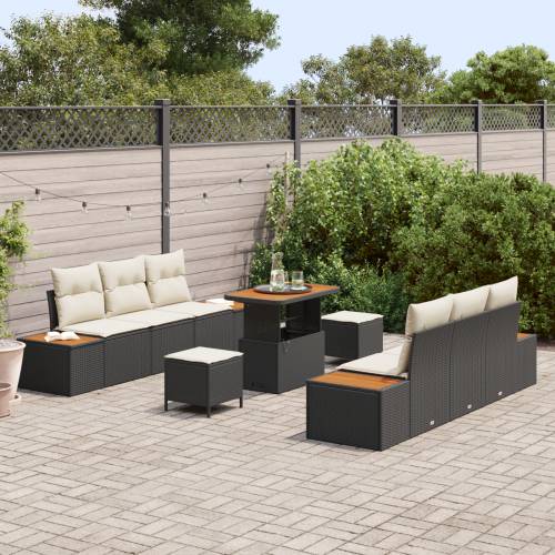 set vrtnih sofa s jastučićima crni poli ratan akacija Cijena