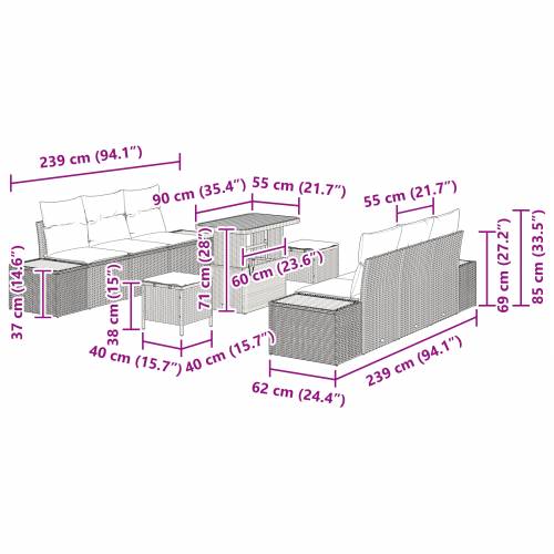set vrtnih sofa s jastučićima crni poli ratan akacija Cijena