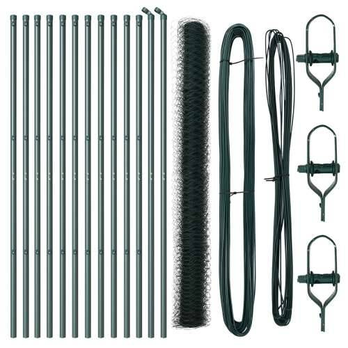 Set ograde Set od 2 Zelena Čelik s prahom 25 x 1.5 m Izdržljivo Cijena