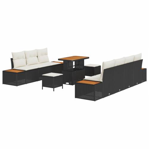 Vrtna garnitura - 10-dijelni set vrtnih sofa s Jastučićima Crni Poli Ratan Akacija Cijena