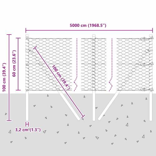 Heksagonalna ograda Zelena 0.6x50 m Čelik Cijena
