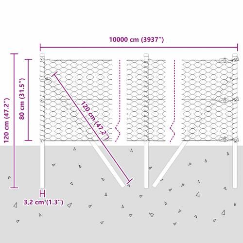 Ograda u Obliku Hexagona Zelena 0.8x100 m Čelik Cijena