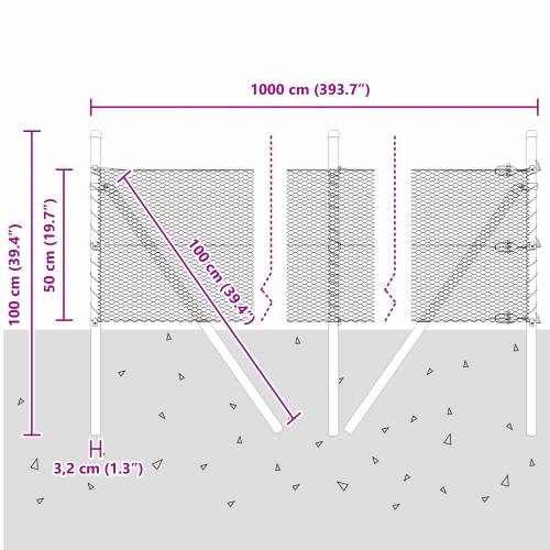 Ograda u Obliku Šestougla Siva 0.5x10 m Čelik Cijena
