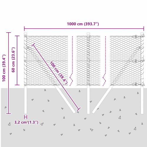 Heksagonalna Ograda Siva 0.6x10 m Čelik Cijena