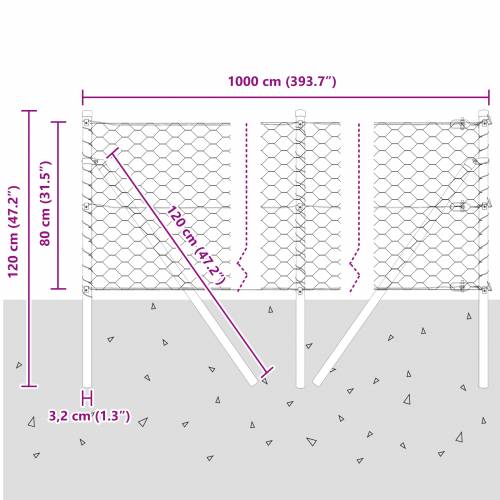 Ograda u obliku heksagona Siva 0.8x10 m Čelik Cijena