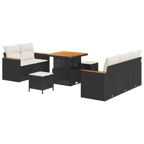 8-dijelni Vrtni Sofa Set s Jastucima Crni Poli Ratan Akacija Cijena