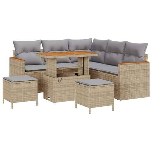 8-dijelni zahradni sofa set s jastučićima bež poli ratan akacija, 3-dijelni zahradni blagovaonski set s jastučićima bež poli rat Cijena