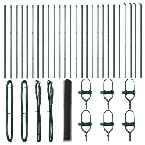 Ograda u obliku heksagona Siva 1,2x50 m Čelik, Stupovi ograde 13 kom Green Ø32 mm 170 cm Galvanizirani čelik Cijena