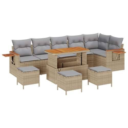 10 komada vrtna sofa set s jastučićima bež poliratan acacia, 4 komada vrtni set za blagovanje s jastučićima bež poliratan acacia Cijena
