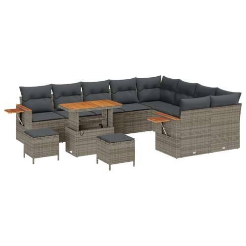 set vrtnih sofa od 12 dijelova s jastučićima siva poly ratan akacija, set vrtnih blagovaonica od 3 dijela s jastučićima siva pol Cijena