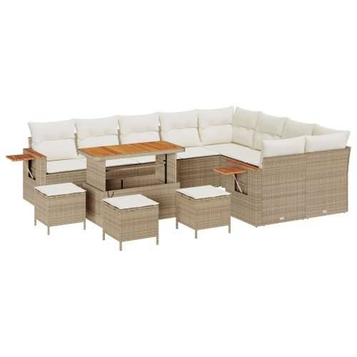 13-dijelni vrtni sofa set s jastučićima bež Poly Rattan akacija Cijena