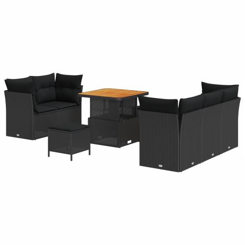 Set od 8 vrtnih sofa s jastučićima Crni Poli Ratan Akacija Cijena