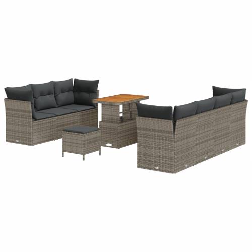 Set Vrtne Sofa od 10 Dijelova s Jastučićima Sivi Poli Ratan Akacija Cijena