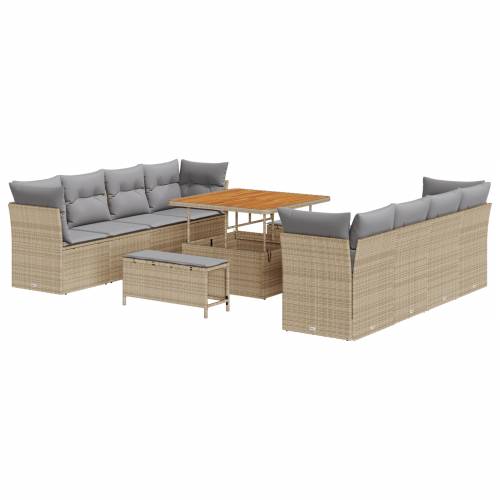 11-dijelni set sofa za vrt s jastučićima bež poli ratan akacija Cijena