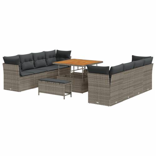 11-dijelni vrtni sofa set s jastucima siva poli ratan akacija Cijena